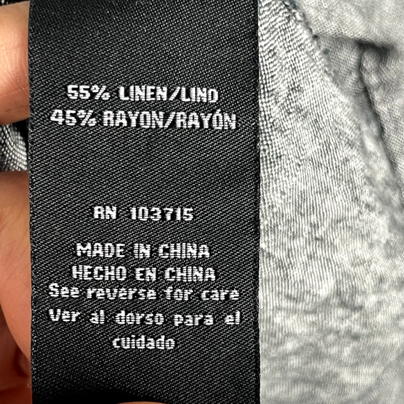 Zac and Rachel Linen Blend Tunic Top Womens 1X Gray Button Up Long Sleeve NWT - Picture 11 of 16